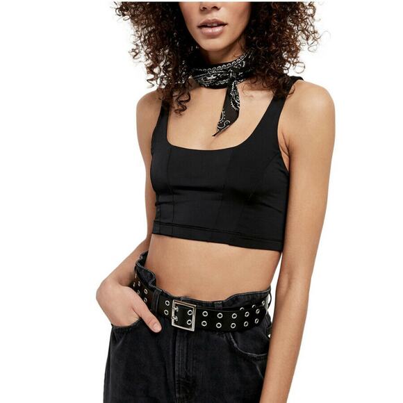 Free People Top XS Black Be Cool So Radiant Brami Crop - Picture 1 of 8
